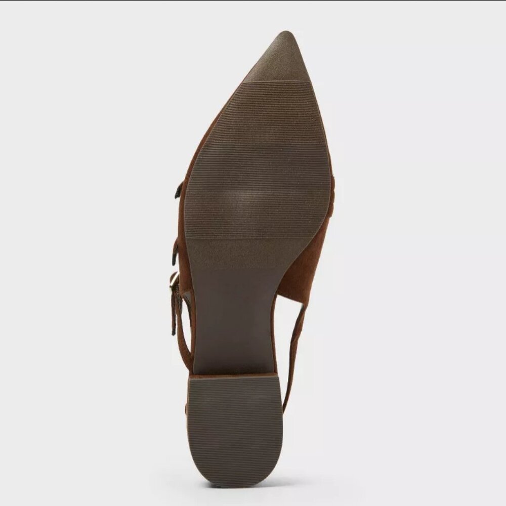 Twiggy Multi Buckle Mini Heel Flats with Memory Foam Insole - A New Day™ Brown 7 - Picture 4 of 10